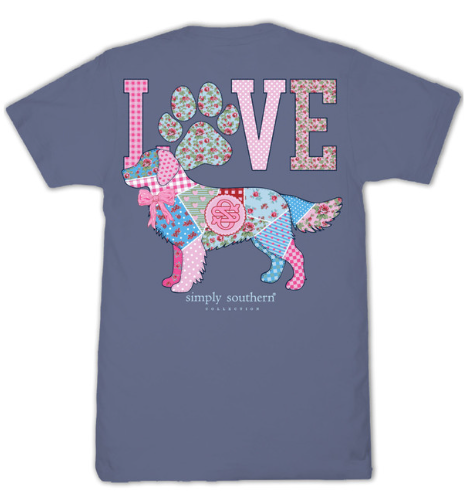 YTH-SS-DOGLOVE-DENIM Simply Southern Youth Dog Love Print T-shirt