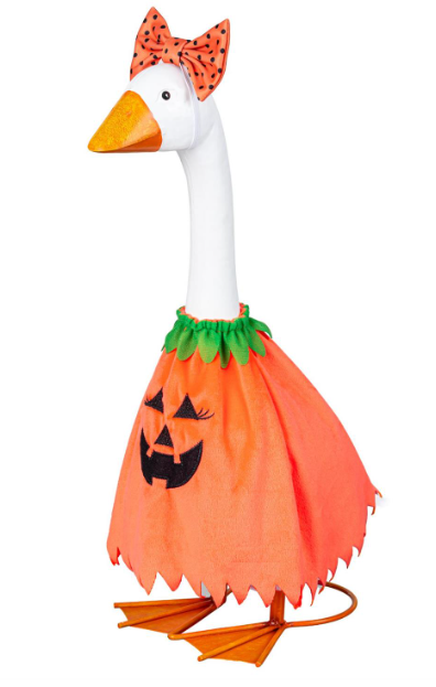 TDSRHGS25 Evergreen Porch Goose Pumpkin Poncho Outfit