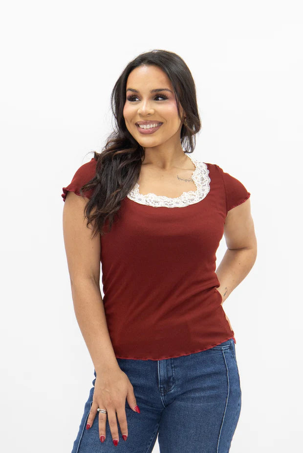 8031-B Grace & Emma The Chansey Top Maroon