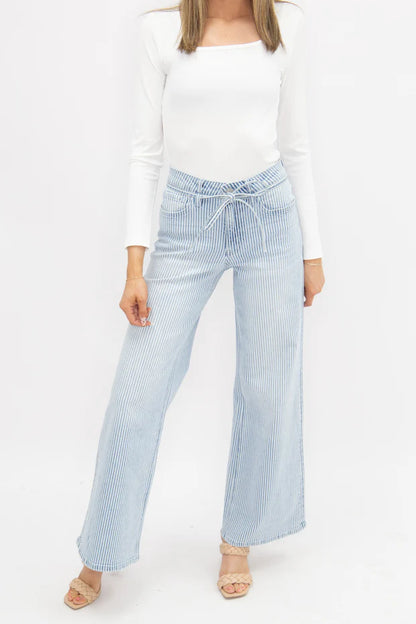 1163J Grace & Emma Striped Straight Leg Jeans