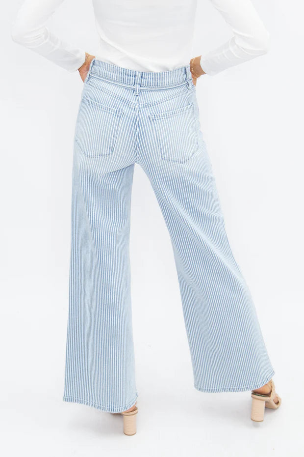 1163J Grace & Emma Striped Straight Leg Jeans