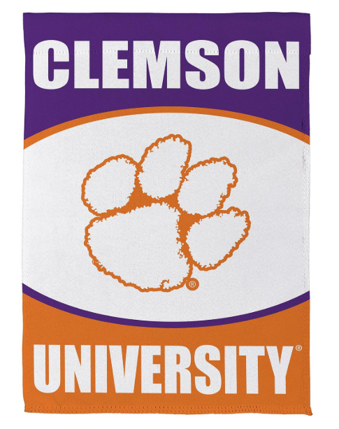 14NS912 Evergreen Clemson Sueded Garden Flag 0