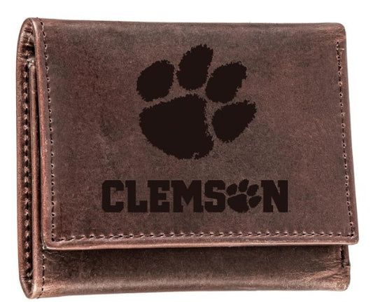 7WLTT91CHB Evergreen Clemson Trifold Leather Wallet 0