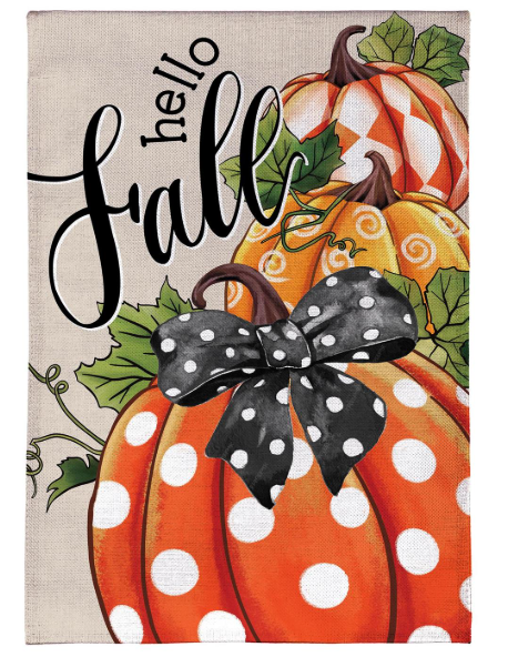 BFG9YGF26 Evergreen Pattern Pumpkin Garden Flag 0