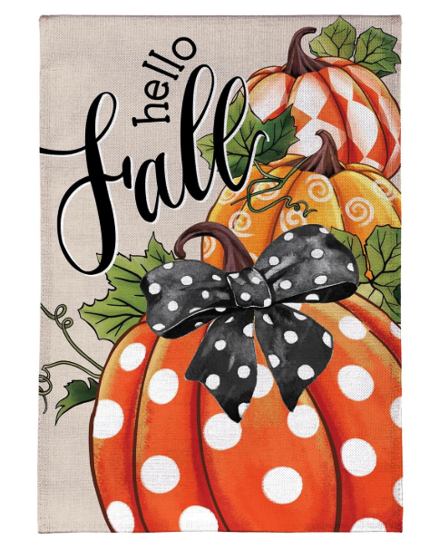 BFG9YHF26 Evergreen Pattern Pumpkin House Flag 0