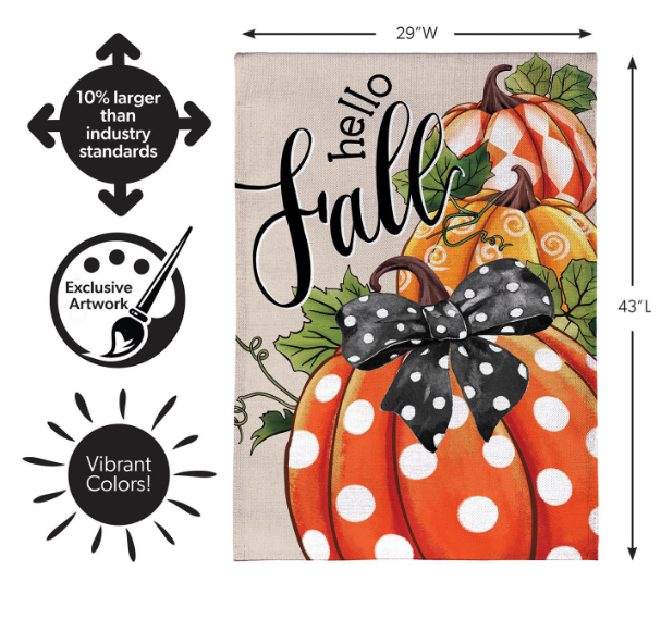 BFG9YHF26 Evergreen Pattern Pumpkin House Flag 0