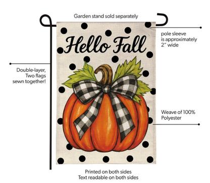 BFGCJGF25 Evergreen Checkered Bow Pumpkin Garden Flag 0