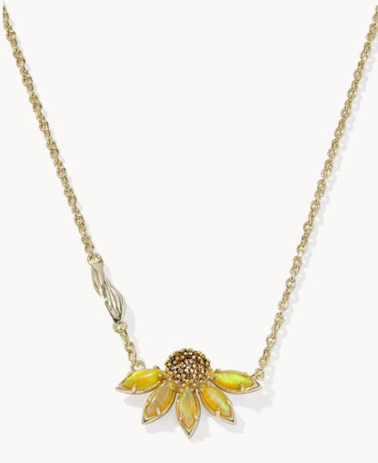 9608890078 Kendra Scott Anya Flower Necklace in Gold Yellow Mix