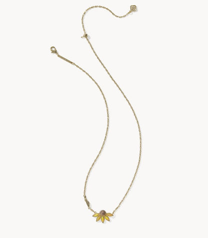 9608890078 Kendra Scott Anya Flower Necklace in Gold Yellow Mix