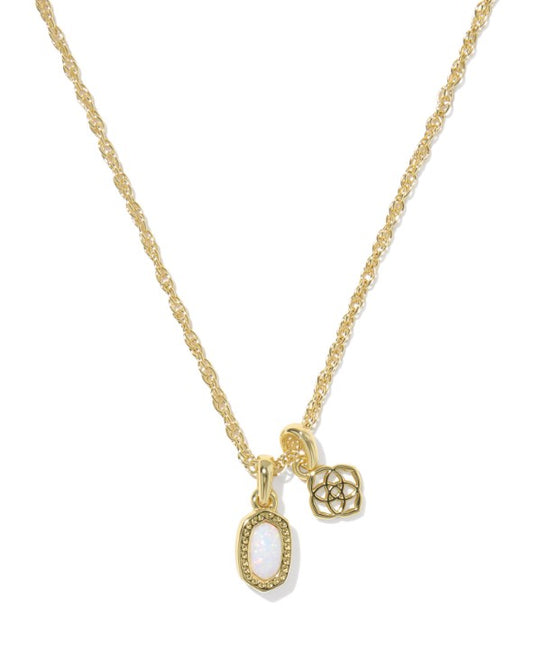 9608894018 Kendra Scott Mini Dira Necklace in Gold White Lab Grown Opal