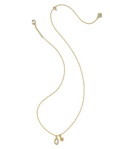 9608894018 Kendra Scott Mini Dira Necklace in Gold White Lab Grown Opal