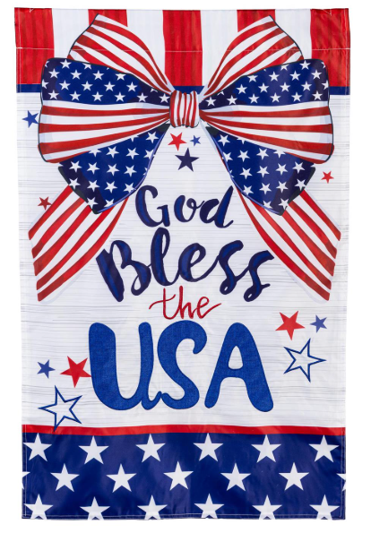 AP5NVRAHF425 Evergreen Bless the USA House Flag