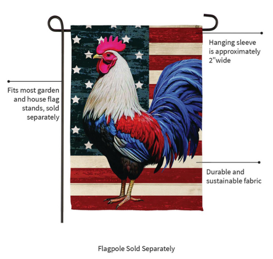 SXK1B3SGF425 Evergreen All American Rooster Garden Flag