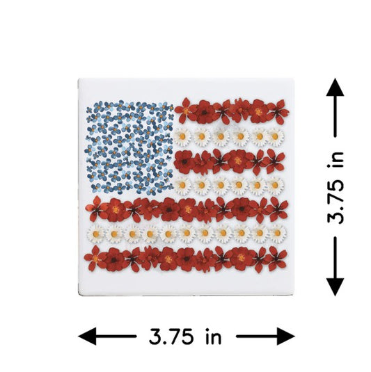 COS1009 Sincere Surroundings Floral American Flag Coaster