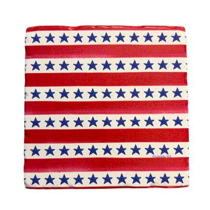 02-03125 Thirstystone Red Stripe & Blue Star Coaster