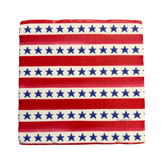 02-03125 Thirstystone Red Stripe & Blue Star Coaster