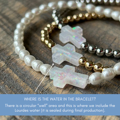 HW061 Holy Water Bracelet - Daisy Cross in Gold