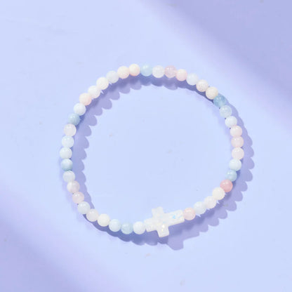 HW160 Holy Water Cross Bracelet in Morganite