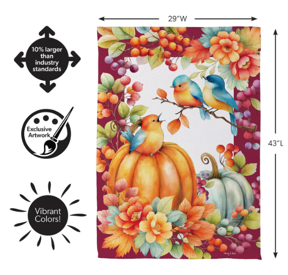 SX04C4SHF525 Evergreen Bird Talk Sueded House Flag 0