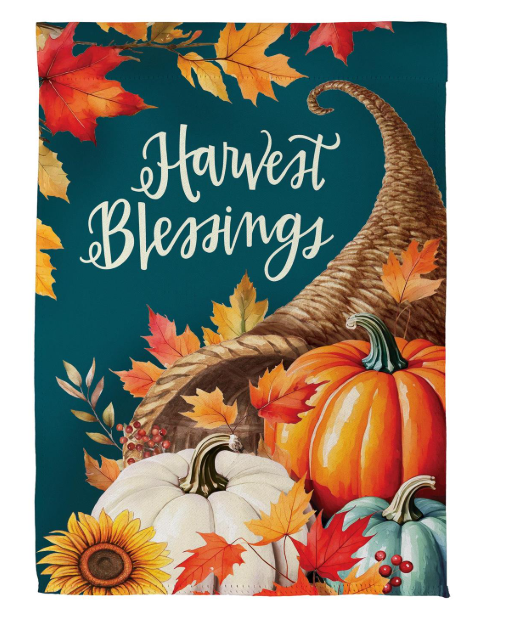 SXD5XGF26 Evergreen Thanksgiving Harvest Garden Flag 0