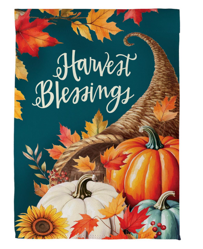SXD5XGF26 Evergreen Thanksgiving Harvest Garden Flag 0
