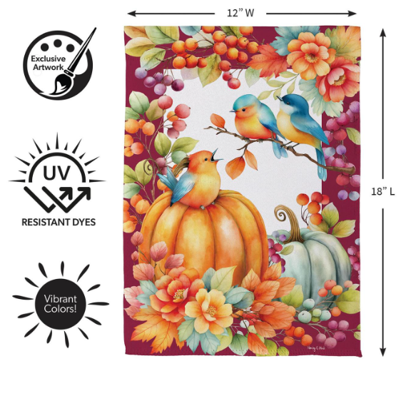 SXH5LLSGF525 Evergreen Bird Talk Sueded Garden Flag 0