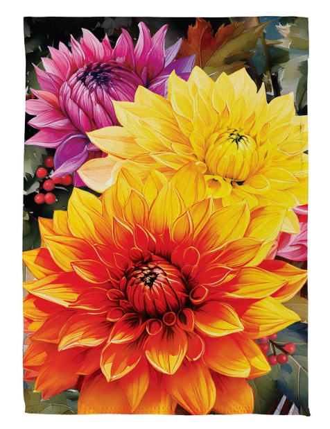 SXVKJJSGF525 Evergreen Fall Mums Sueded Garden Flag 0