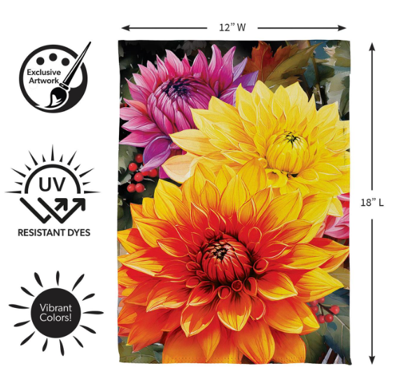 SXVKJJSGF525 Evergreen Fall Mums Sueded Garden Flag 0