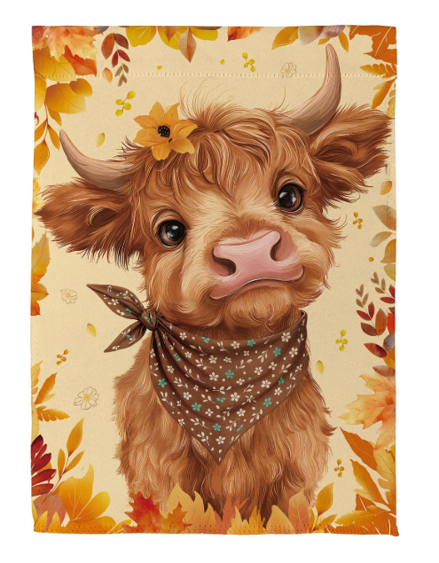 SXXNW7SGF52 Evergreen Frankie Highland Cow Garden Flag 0