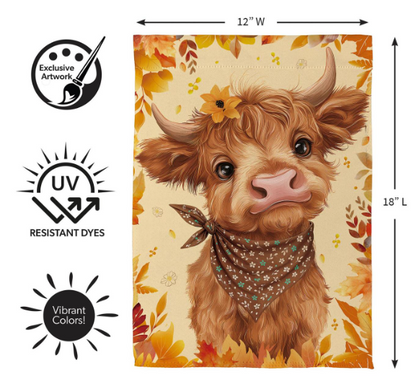 SXXNW7SGF52 Evergreen Frankie Highland Cow Garden Flag 0