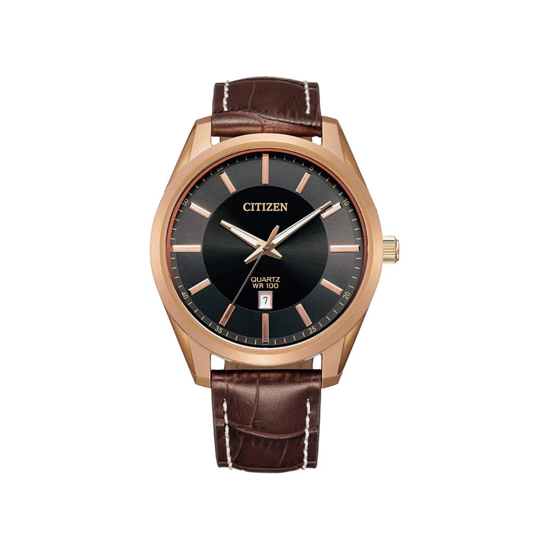 BI1033-04E Citizen Quartz Men's Rose Gold Calendar Brown Leather Watch
