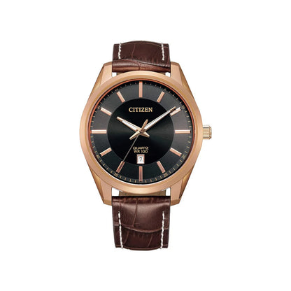 BI1033-04E Citizen Quartz Men's Rose Gold Calendar Brown Leather Watch