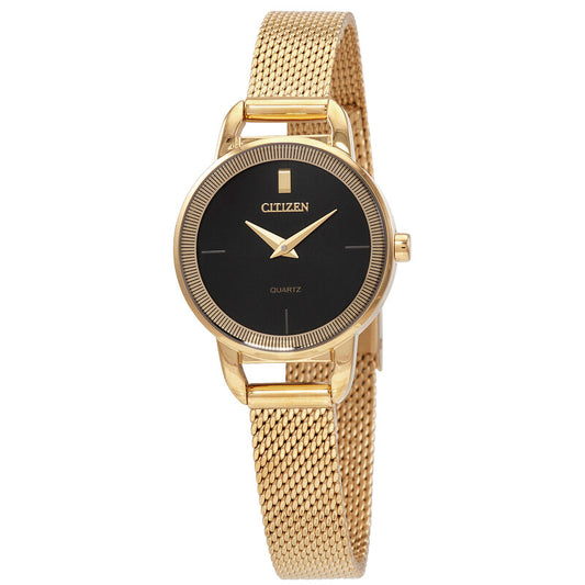 EZ7002-54E Citizen Gold-Tone Stainless Quartz Black Dial Ladies Watch