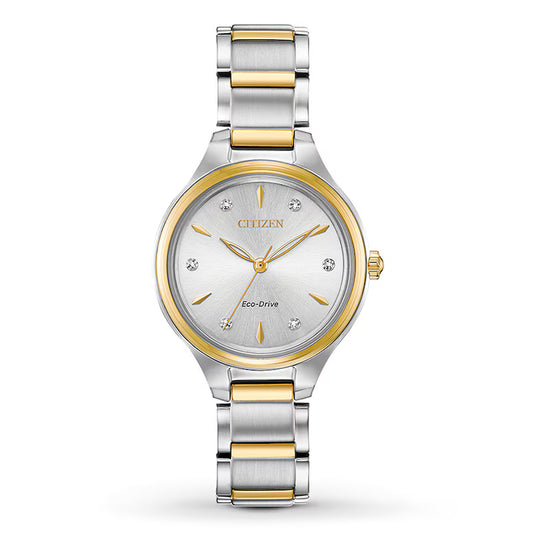 FE2104-50A Citizen Eco-Drive Women's Corso Diamond-Accent Two-Tone Stainless Steel Bracelet Watch 29mm