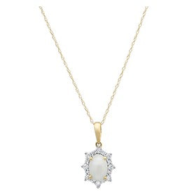 XP-1164-PRL 10K Yellow Gold 1/5CTTW Diamond & 7X5 Oval Freshwater Pearl Necklace - 18"