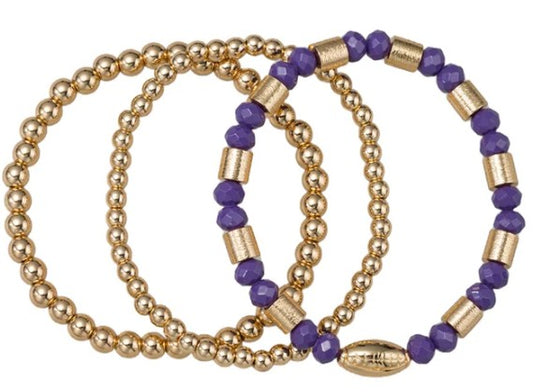JM6806E-4 Jane Marie Ready Set Let's Go!!! Purple Gold Tone Bead Bracelet Set