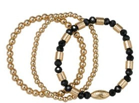 JM68068B-2 Jane Marie Ready Set Let's Go! Black Gold Tone Bead Bracelets