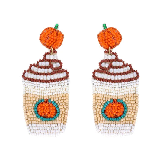 FEAR328 Noelle Fall Beaded Earrings Coffee Cup 0