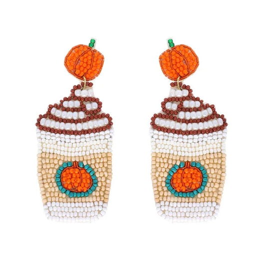 FEAR328 Noelle Fall Beaded Earrings Coffee Cup 0