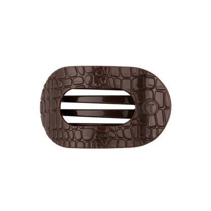TT-FCM01-266 Teleties Medium Flat Round Clip Brown Crocodile 0