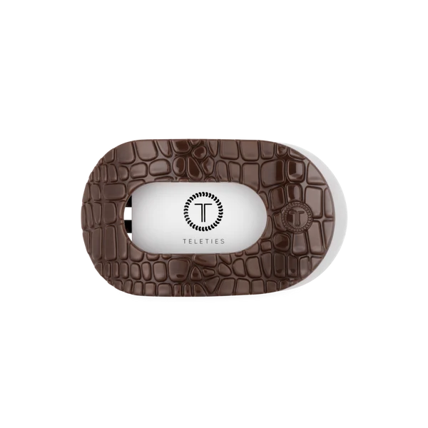TT-FCM01-266 Teleties Medium Flat Round Clip Brown Crocodile 0