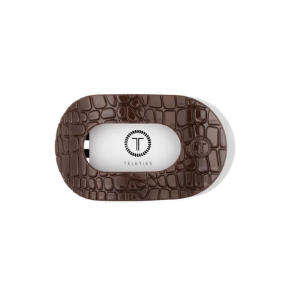 TT-FCM01-266 Teleties Medium Flat Round Clip Brown Crocodile 0