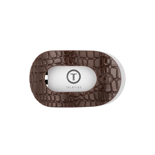 TT-FCM01-266 Teleties Medium Flat Round Clip Brown Crocodile 0