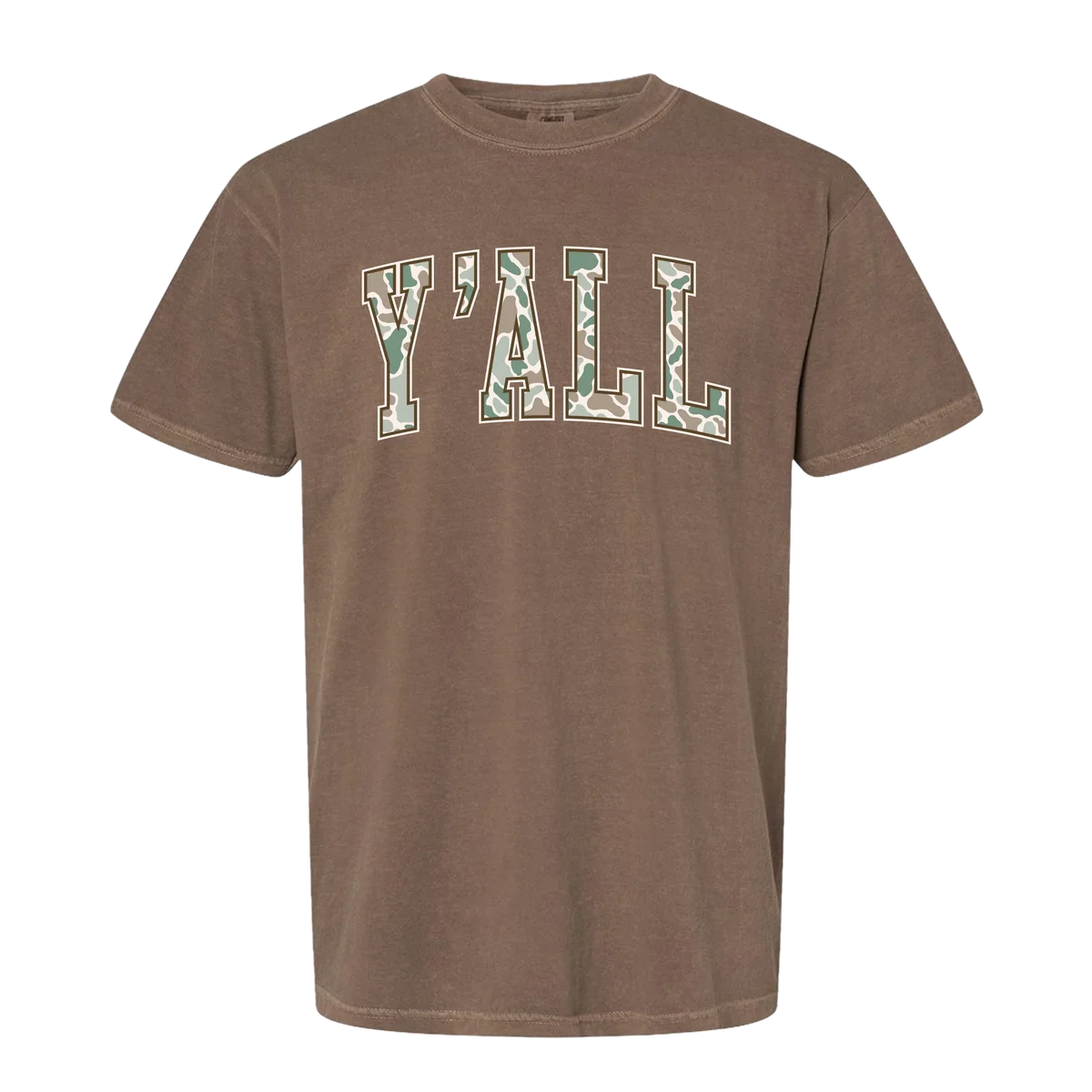 Southern Fried Cotton Y'all Camo Arch T-shirt Espresso 0