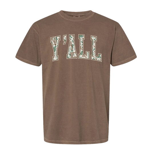 Southern Fried Cotton Y'all Camo Arch T-shirt Espresso 0