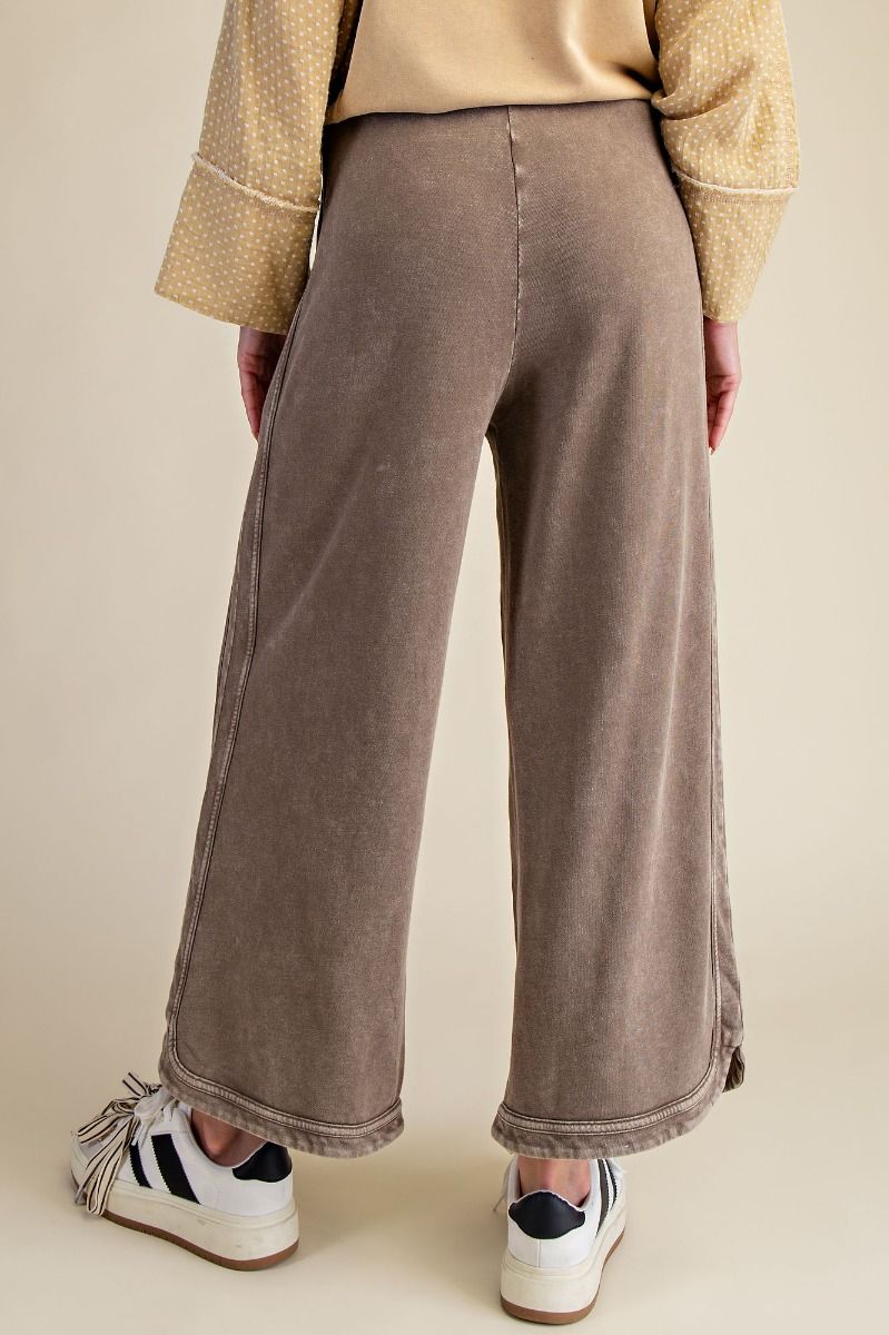 EB40836 Easel Mineral Wash Terry Knit Pants Dark Chocolate 0