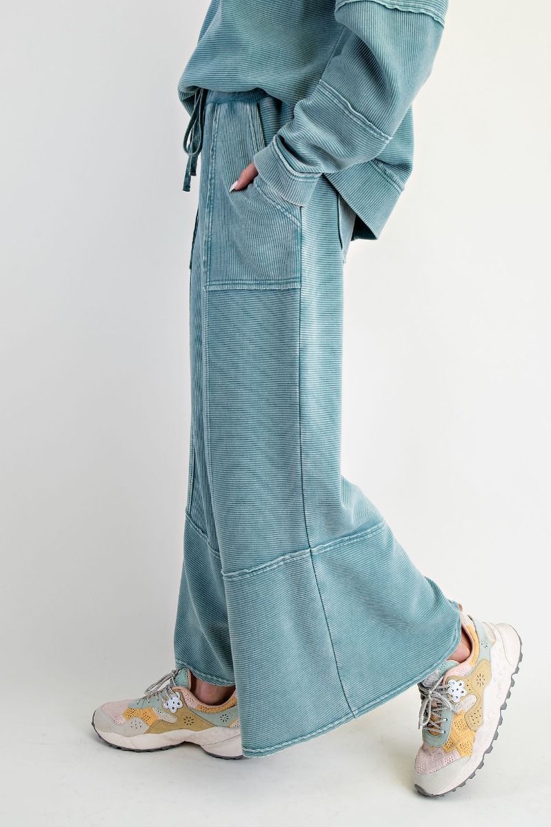 EB90145 Easel Faded Teal Textured Thermal Pants 0