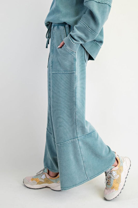 EB90145 Easel Faded Teal Textured Thermal Pants 0