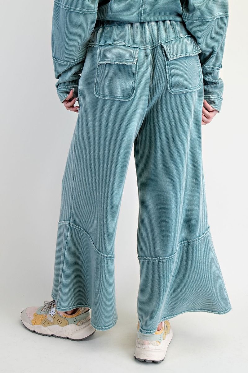 EB90145 Easel Faded Teal Textured Thermal Pants 0