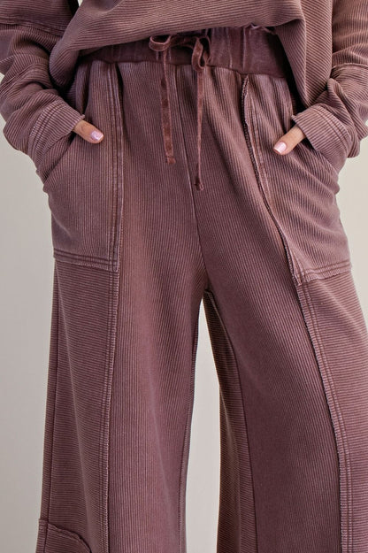 EB90145 Easel Hot Chocolate Textured Thermal Pants 0